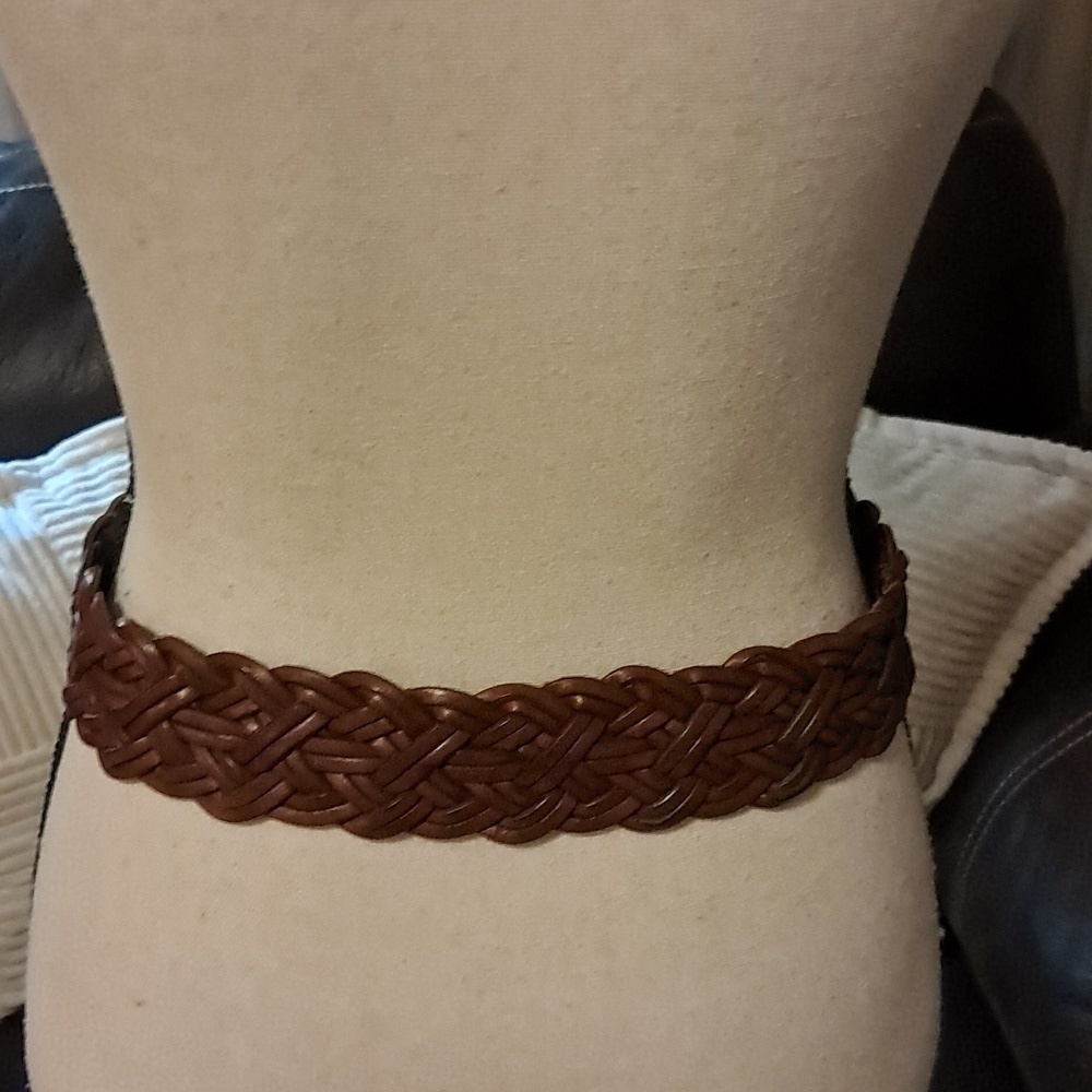 Women Braided Genuine Wide Leather Buckle Belt Made in Turkey Boho Festival - Picture 4 of 10